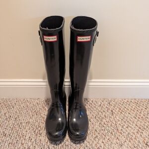 Hunter Tall Black Rain Boots - Size 8